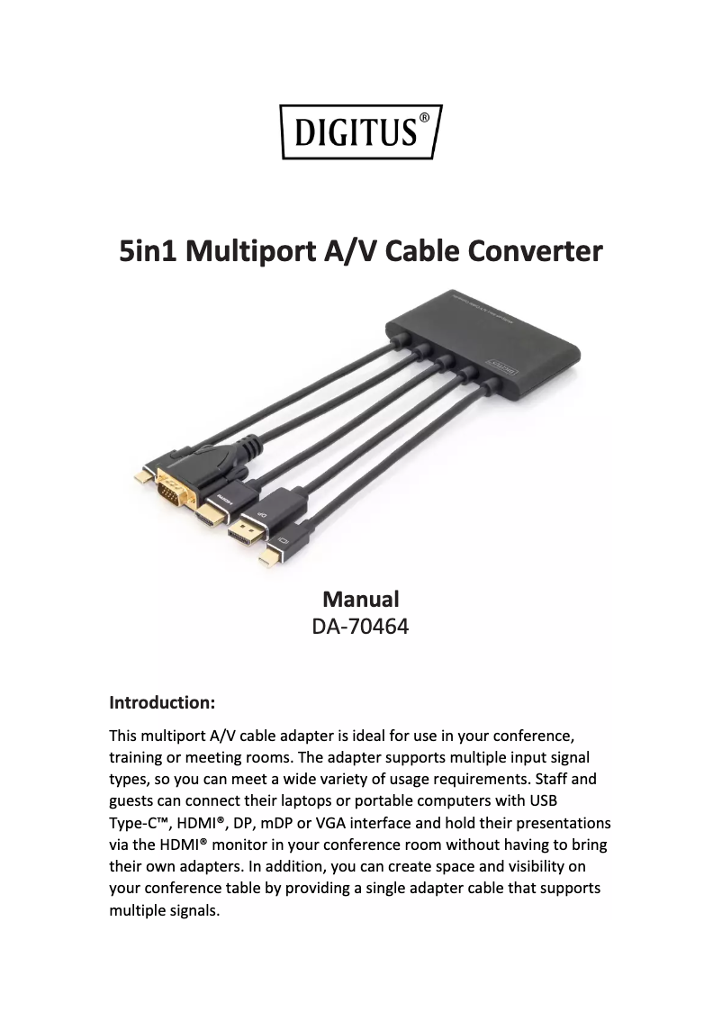 Page 1 de la notice Manuel utilisateur ASSMANN Electronic DA-70464