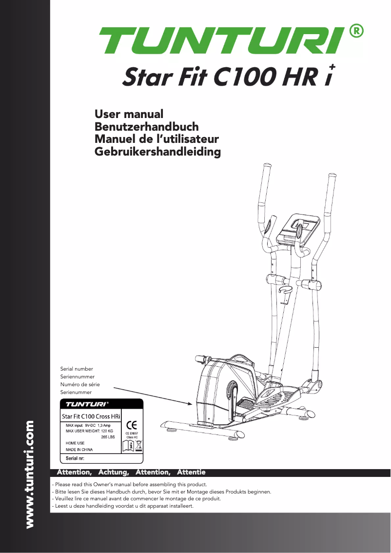 Page 1 de la notice Manuel utilisateur Tunturi Star Fit C100 HR i-Plus