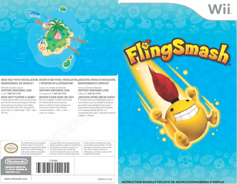 Page 1 de la notice Manuel utilisateur Nintendo FlingSmash (Wii)