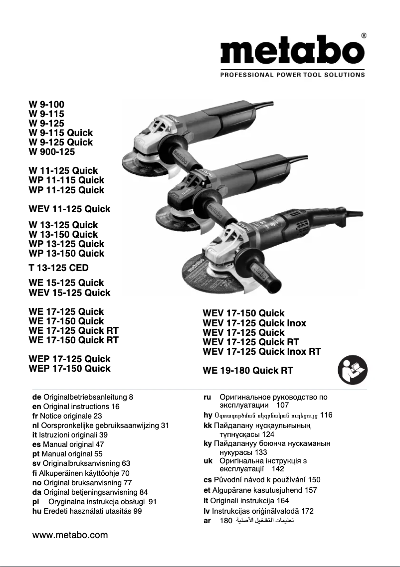 Page 1 de la notice Manuel utilisateur Metabo W 13-125 Quick