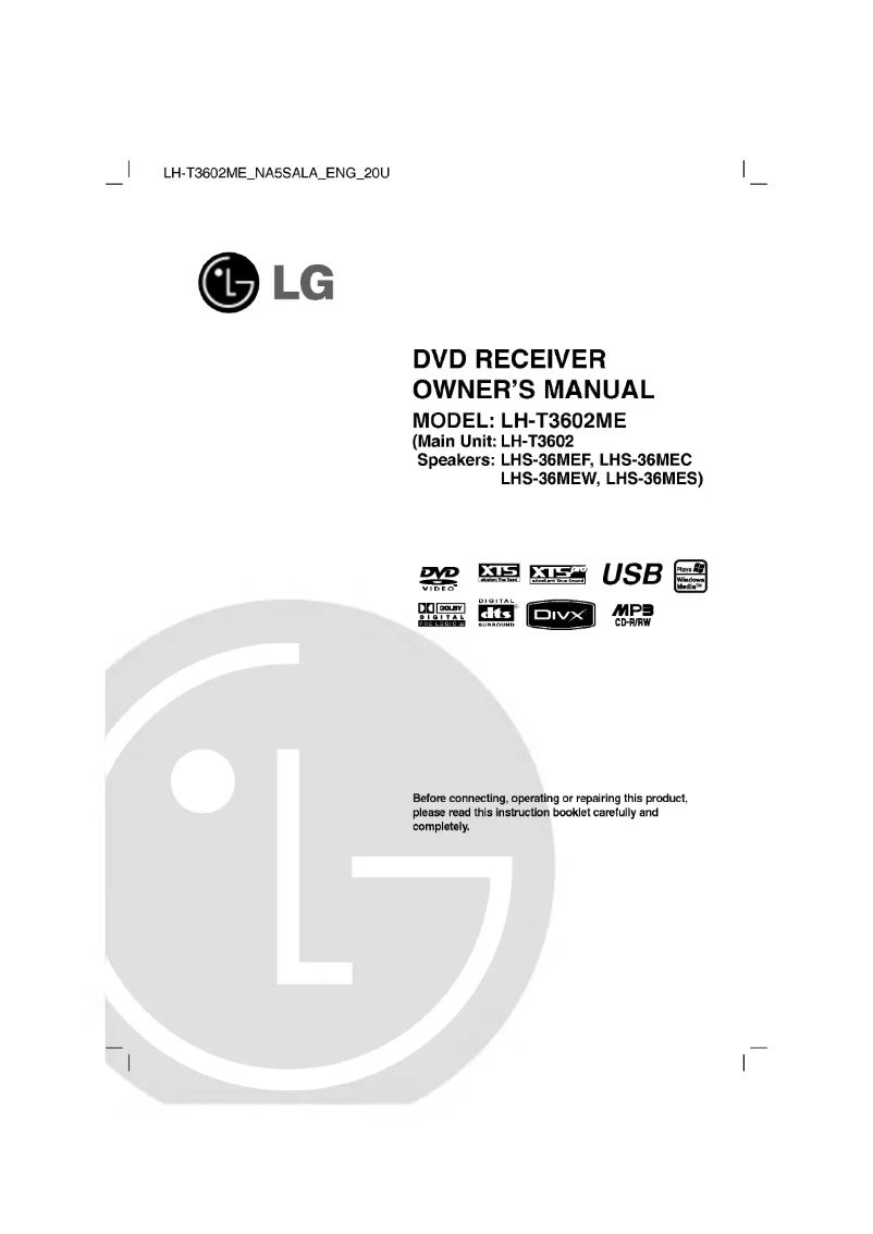 Page 1 de la notice Manuel utilisateur LG LH-T3602ME