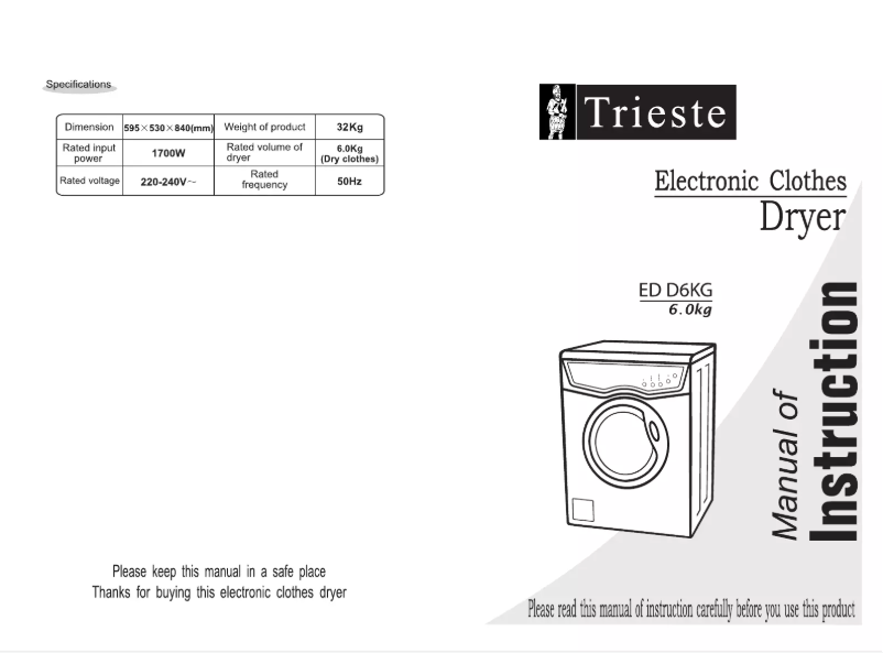 Page n°1 - Manuel utilisateur Trieste ED-D6KG