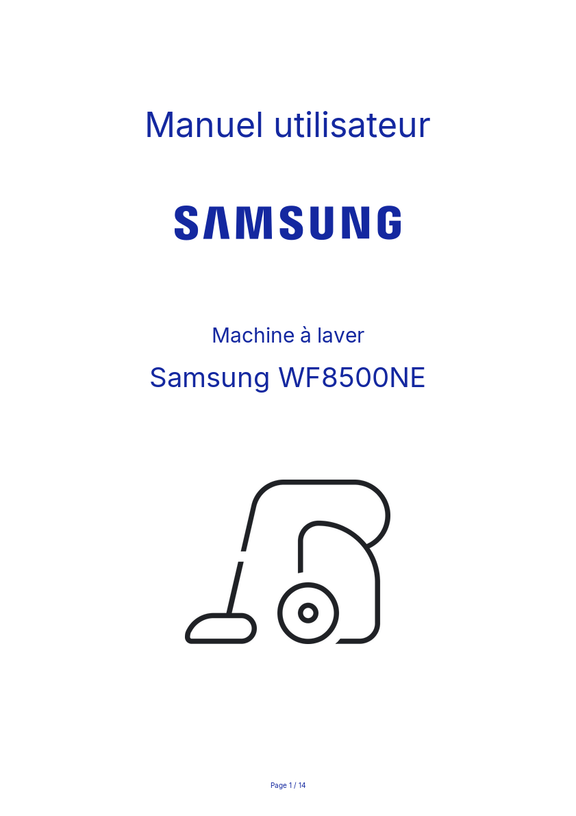 Page n°1 - Manuel utilisateur Samsung WF8500NE