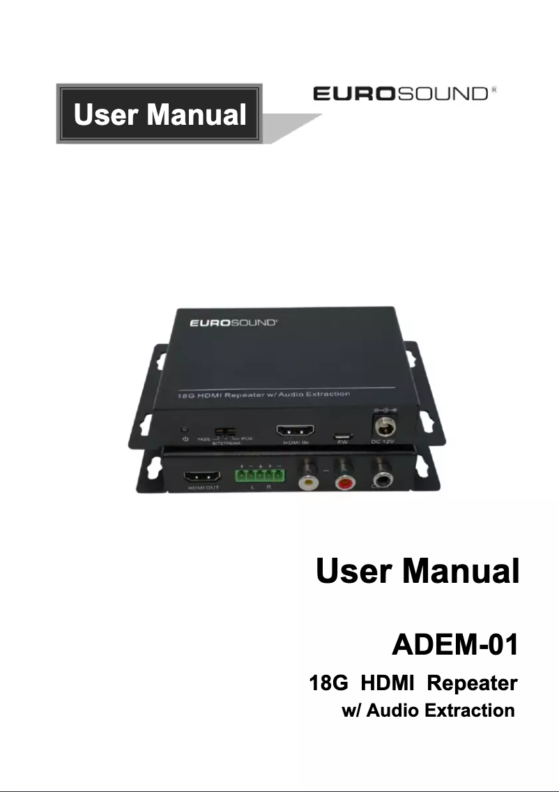 Page 1 de la notice Manuel utilisateur Eurosound ADEM-01