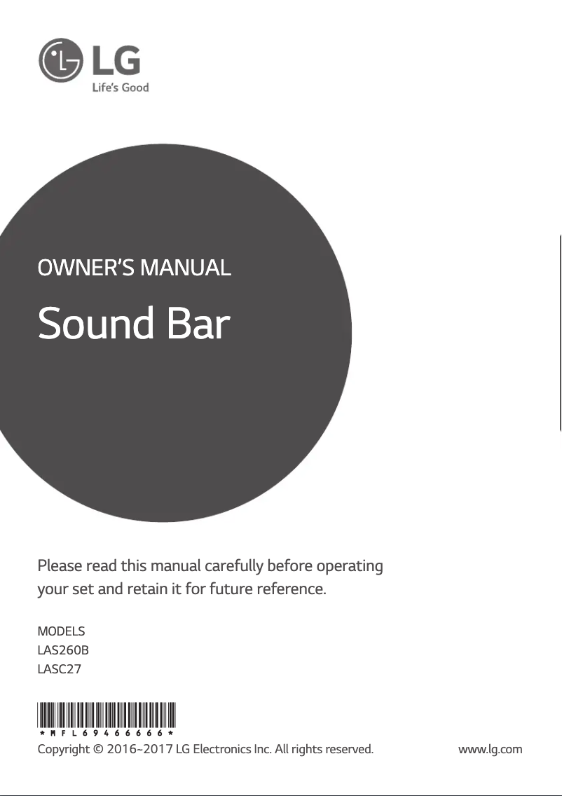 Page 1 de la notice Manuel utilisateur LG LASC27