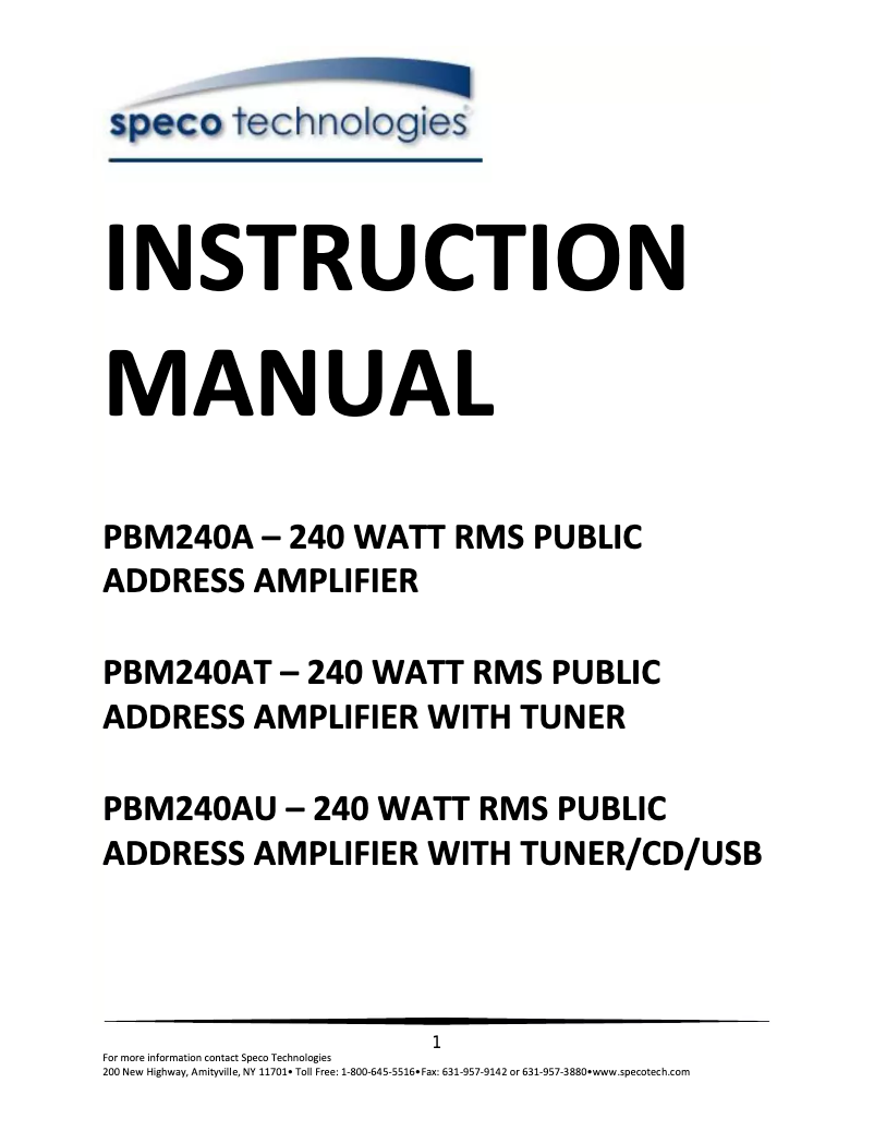 Image de la première page du manuel de l'appareil PBM240A