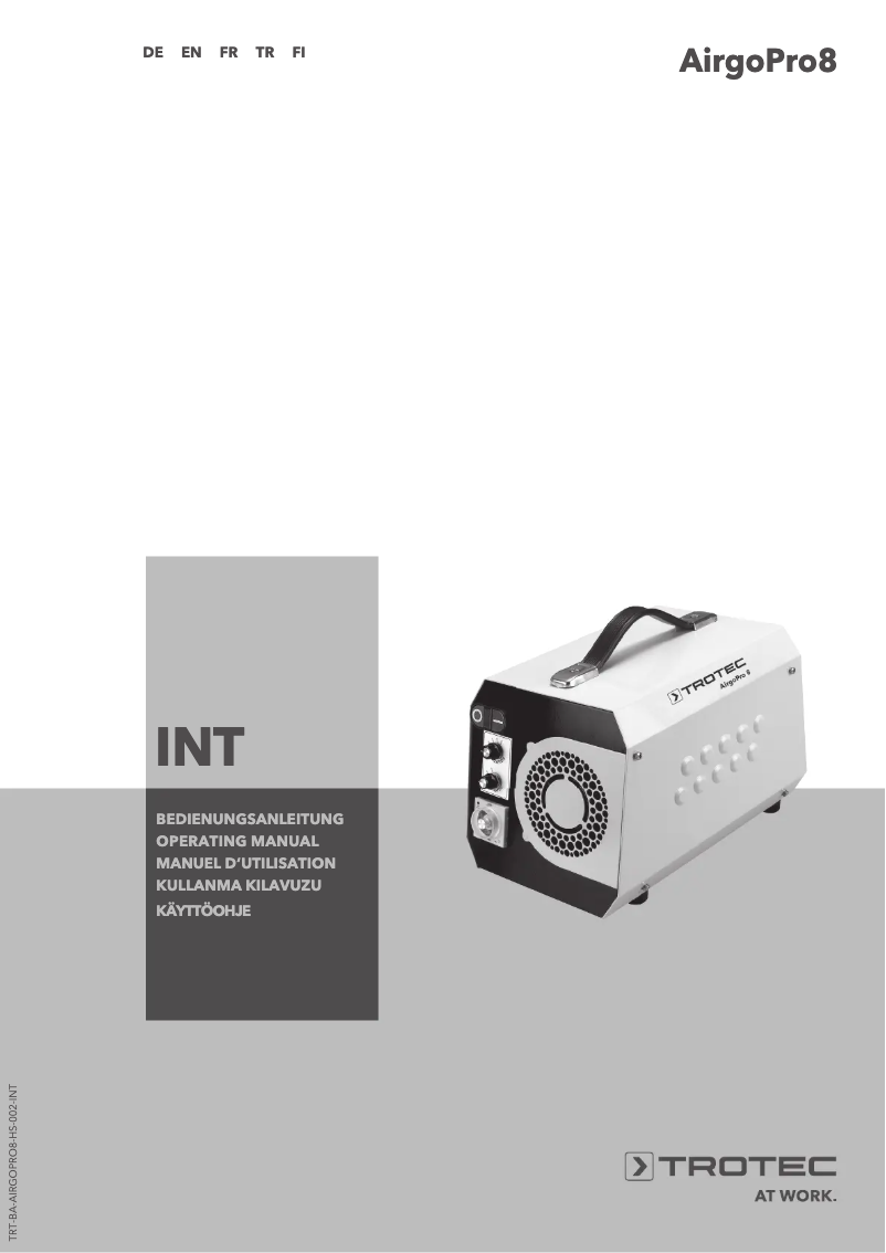 Image de la première page du manuel de l'appareil AirgoPro 8