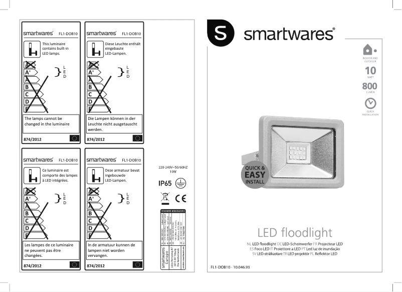 Page 1 de la notice Manuel utilisateur Smartwares FL1-DOB10