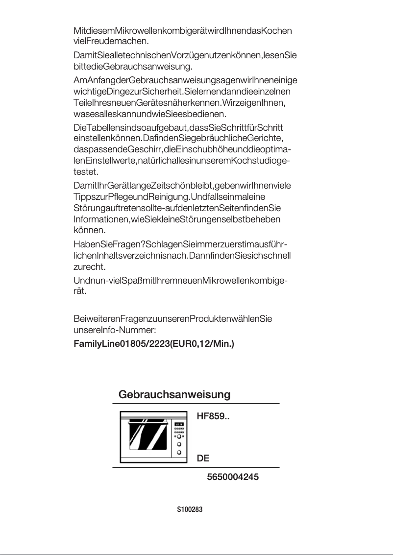 Page n°1 - Manuel utilisateur Siemens HF85970