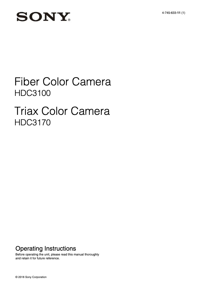 Image de la première page du manuel de l'appareil HDC-3170