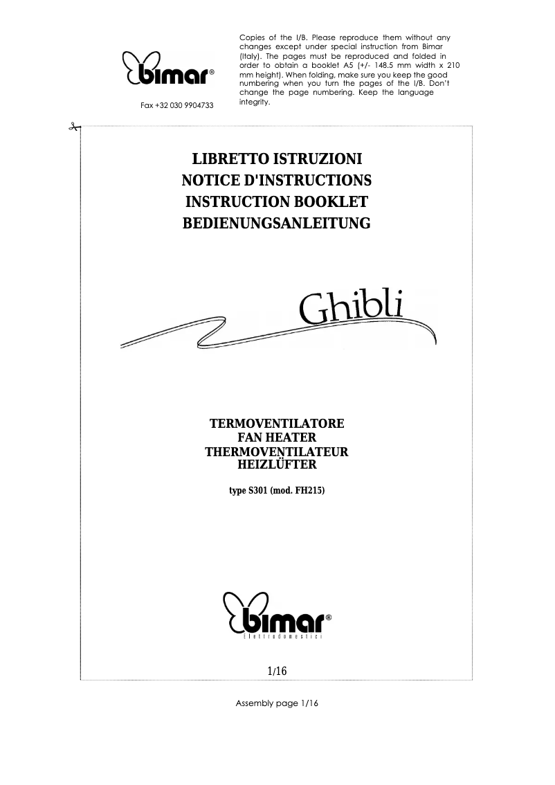 Página 1 del manual Manual de usuario Bimar S301A.EU