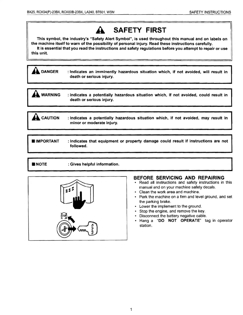 Page 1 de la notice Manuel utilisateur Kubota RCK54P-23BX