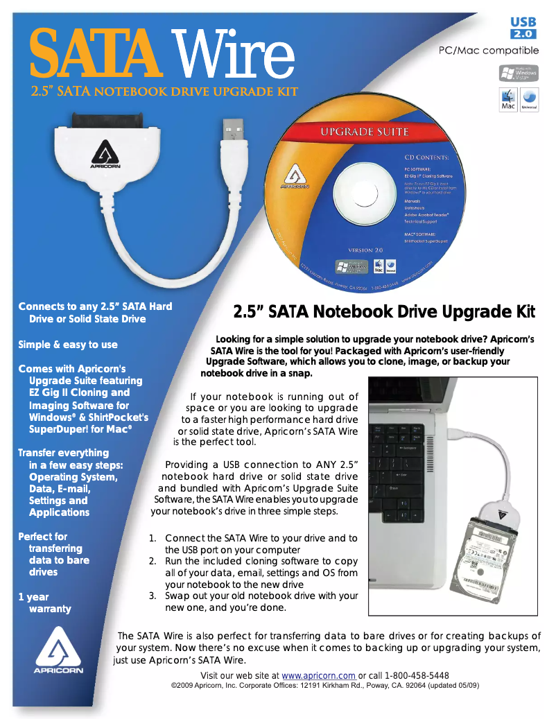 Página 1 del manual Manual de usuario Apricorn ASW-USB-25