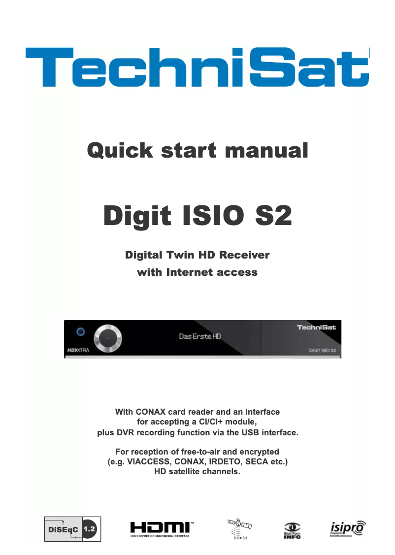 Page 1 de la notice Manuel utilisateur TechniSat DIGIT ISIO S2