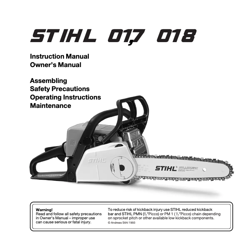 Page 1 de la notice Manuel utilisateur Stihl 017