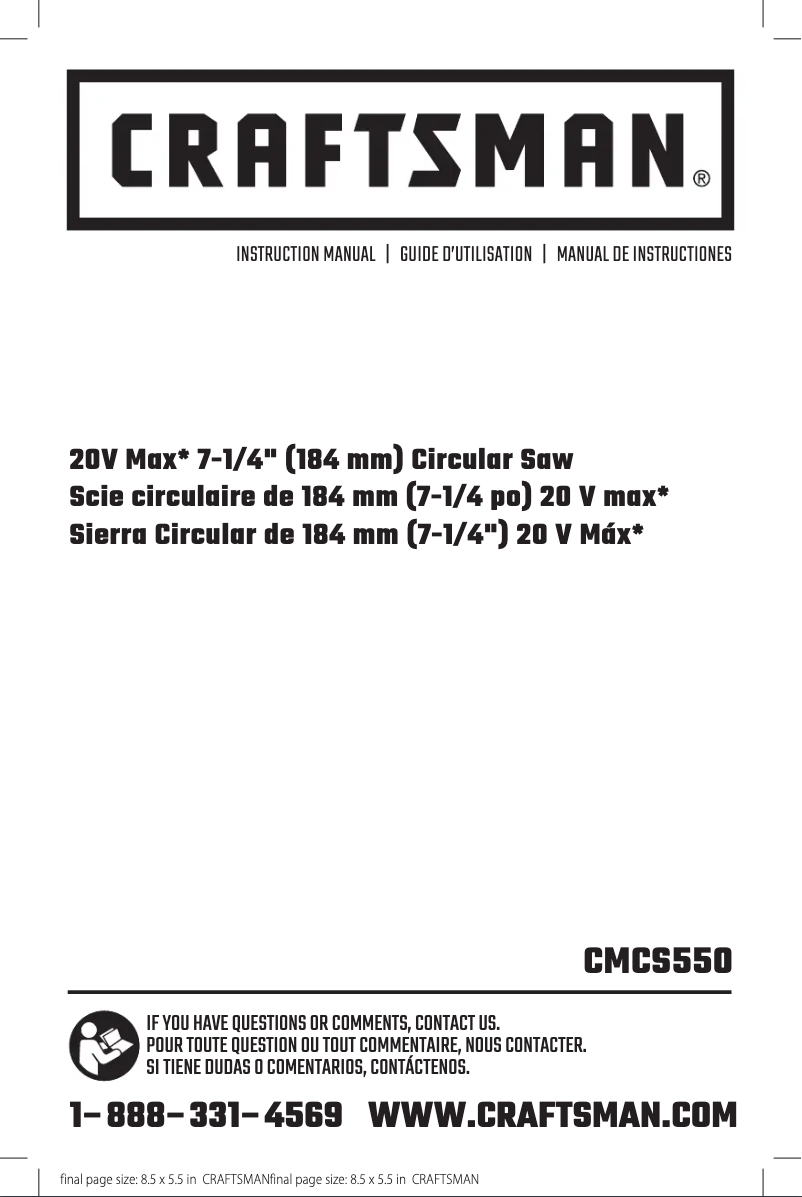 Page 1 de la notice Manuel utilisateur Craftsman CMCS550
