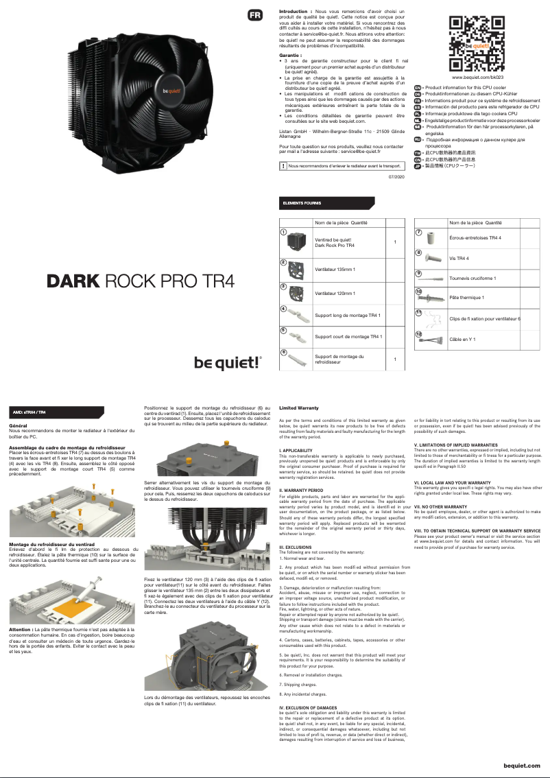 Page n°1 - Manuel utilisateur Be Quiet! Dark Rock Pro TR4