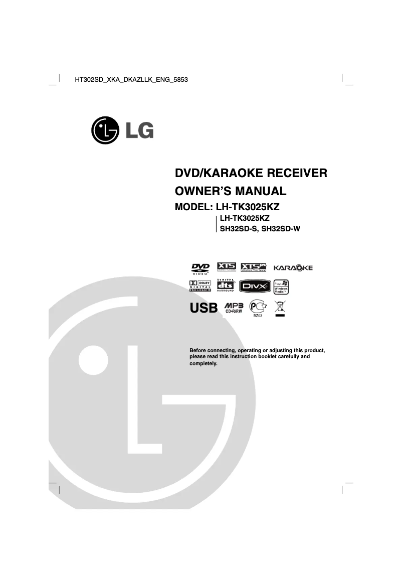 Page n°1 - Manuel utilisateur LG LH-TK3025KZ
