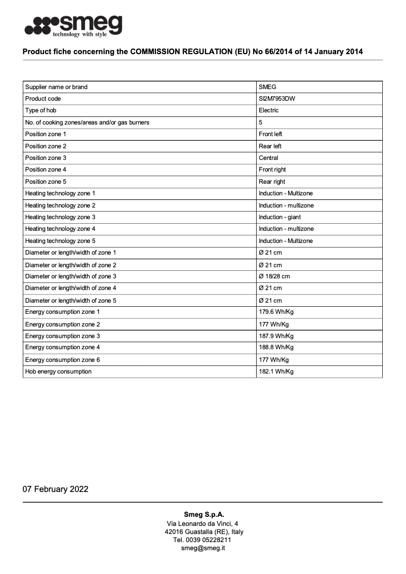 Page 1 de la notice Brochure Smeg SI2M7953DW