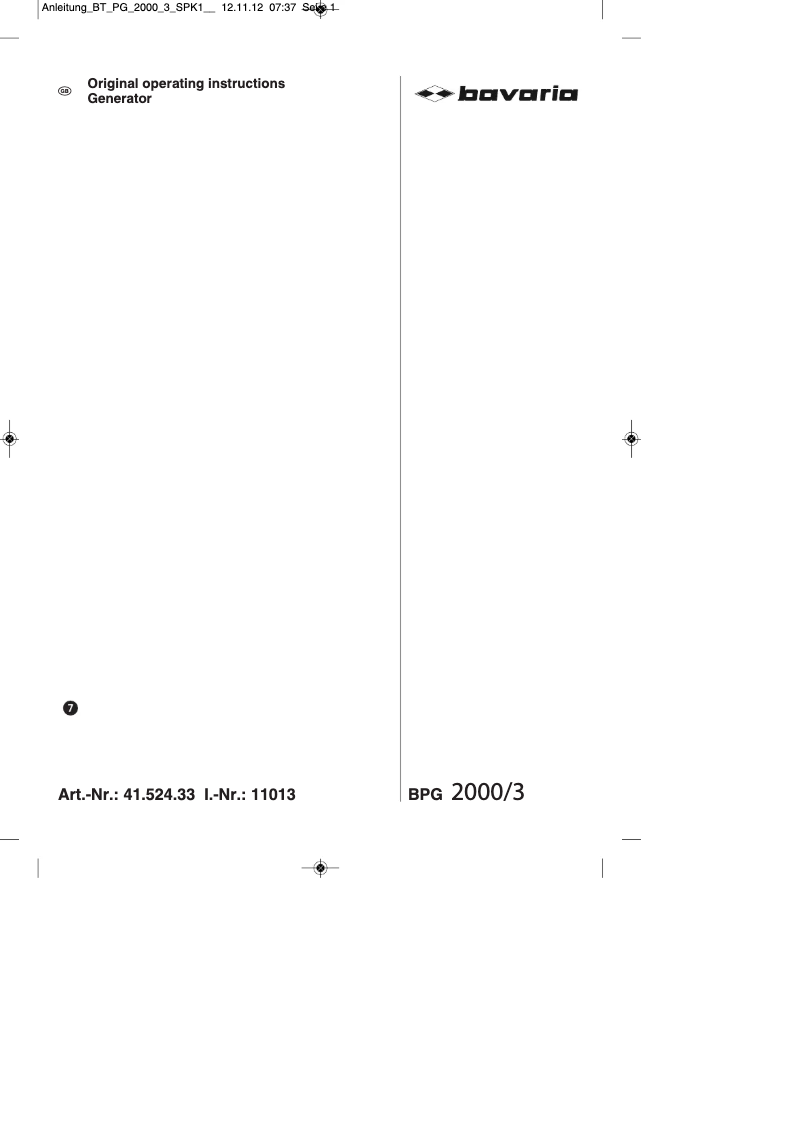 Página 1 del manual Manual de usuario Bavaria BPG 2000/3
