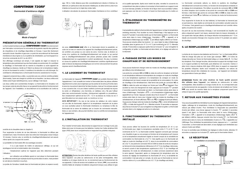 Page n°1 - Manuel utilisateur Computherm T32RF