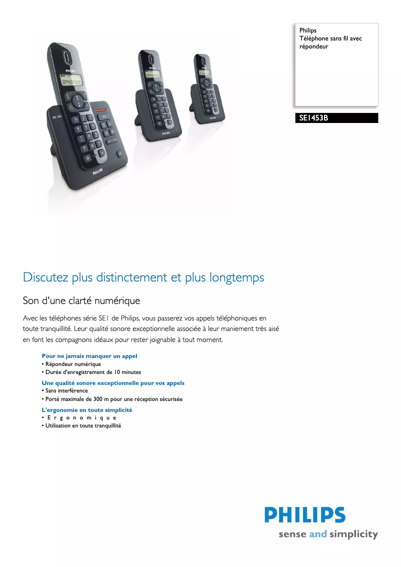 Page n°1 - Fiche technique Philips SE1453B