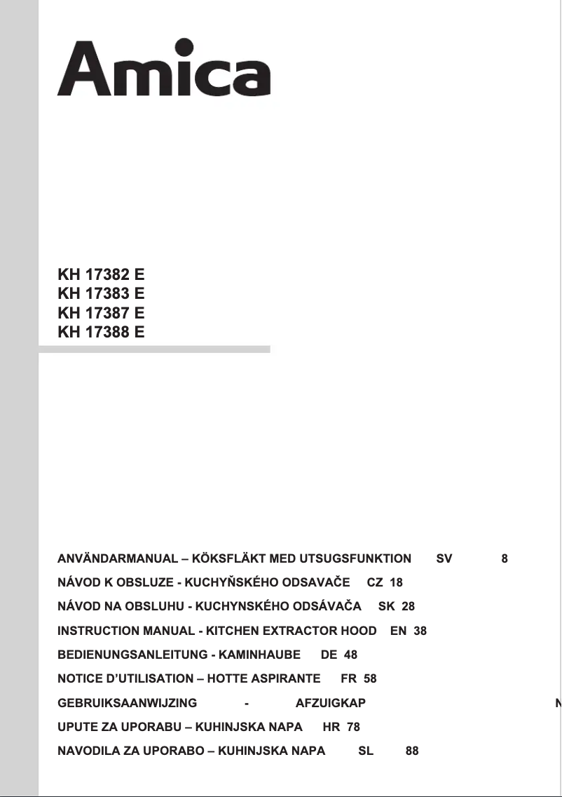 Page 1 de la notice Manuel utilisateur Amica KH 17387 E