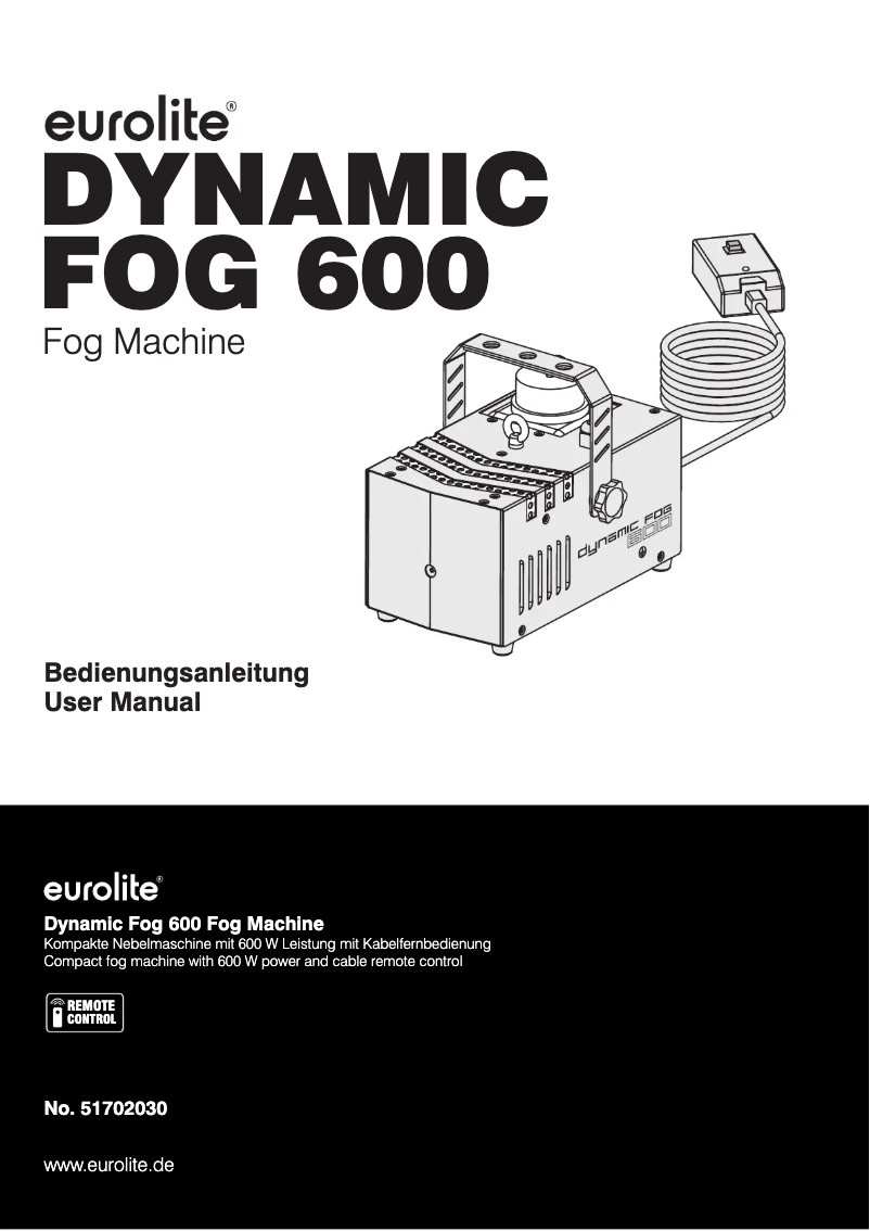 Page 1 de la notice Manuel utilisateur Eurolite Dynamic Fog 600