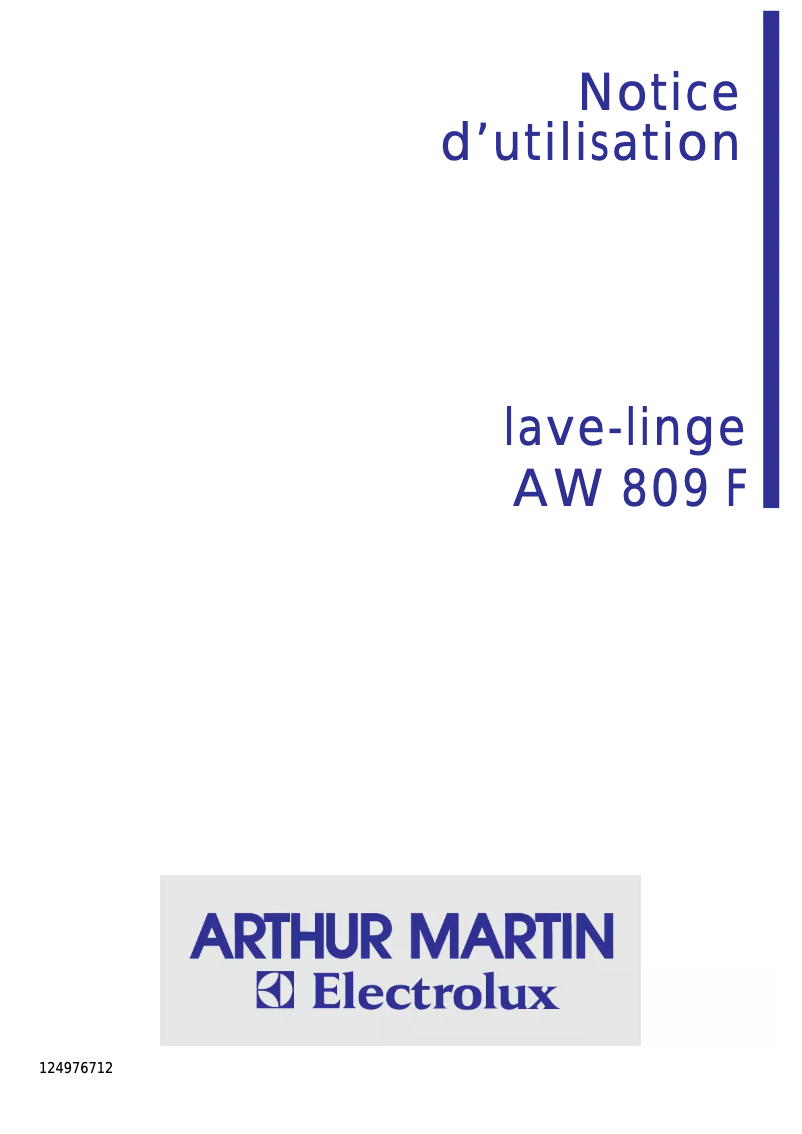 Image de la première page du manuel de l'appareil AW 809 F