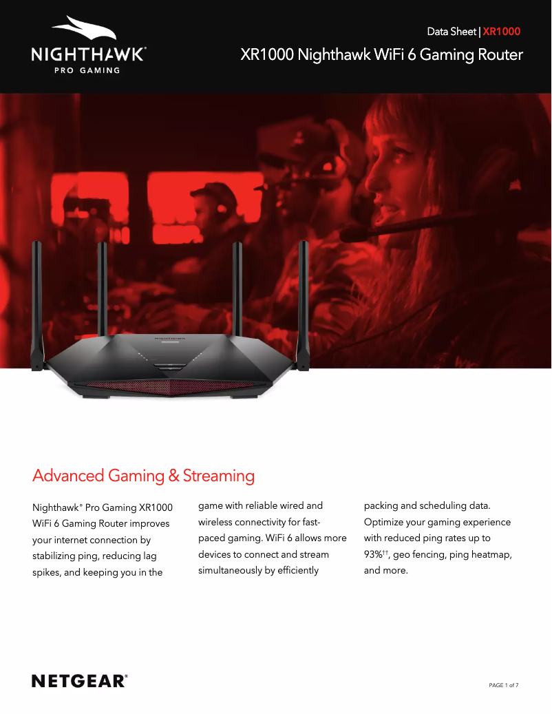 Page 1 de la notice Fiche technique Netgear Nighthawk XR1000