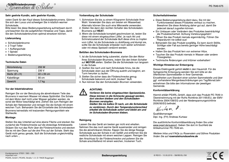 Page n°1 - Manuel utilisateur Rosenstein & Söhne PE-7649-919