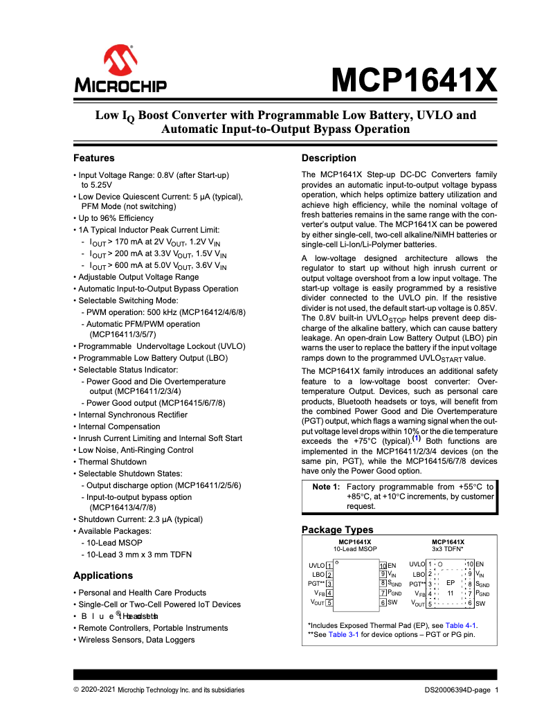 Page 1 de la notice Manuel utilisateur Microchip MCP16417