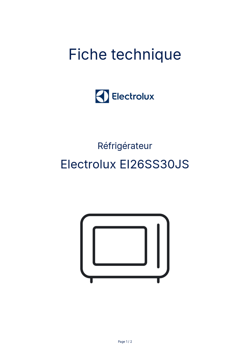 Image de la première page du manuel de l'appareil EI26SS30JS