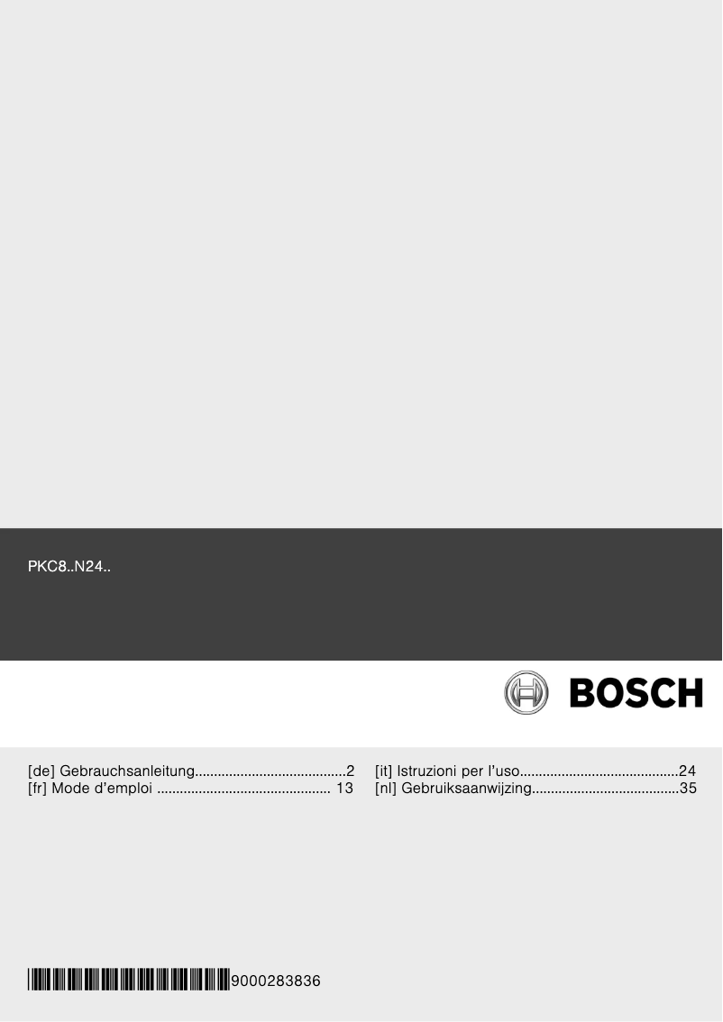 Page n°1 - Manuel utilisateur Bosch PKC885N24D