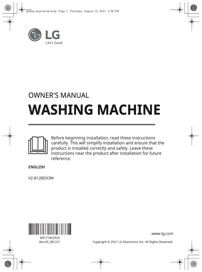 Page n°1 - Manuel utilisateur LG V2-B128DX3W