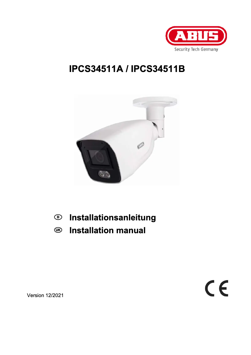 Page n°1 - Guide d'installation Abus IPCS34511A