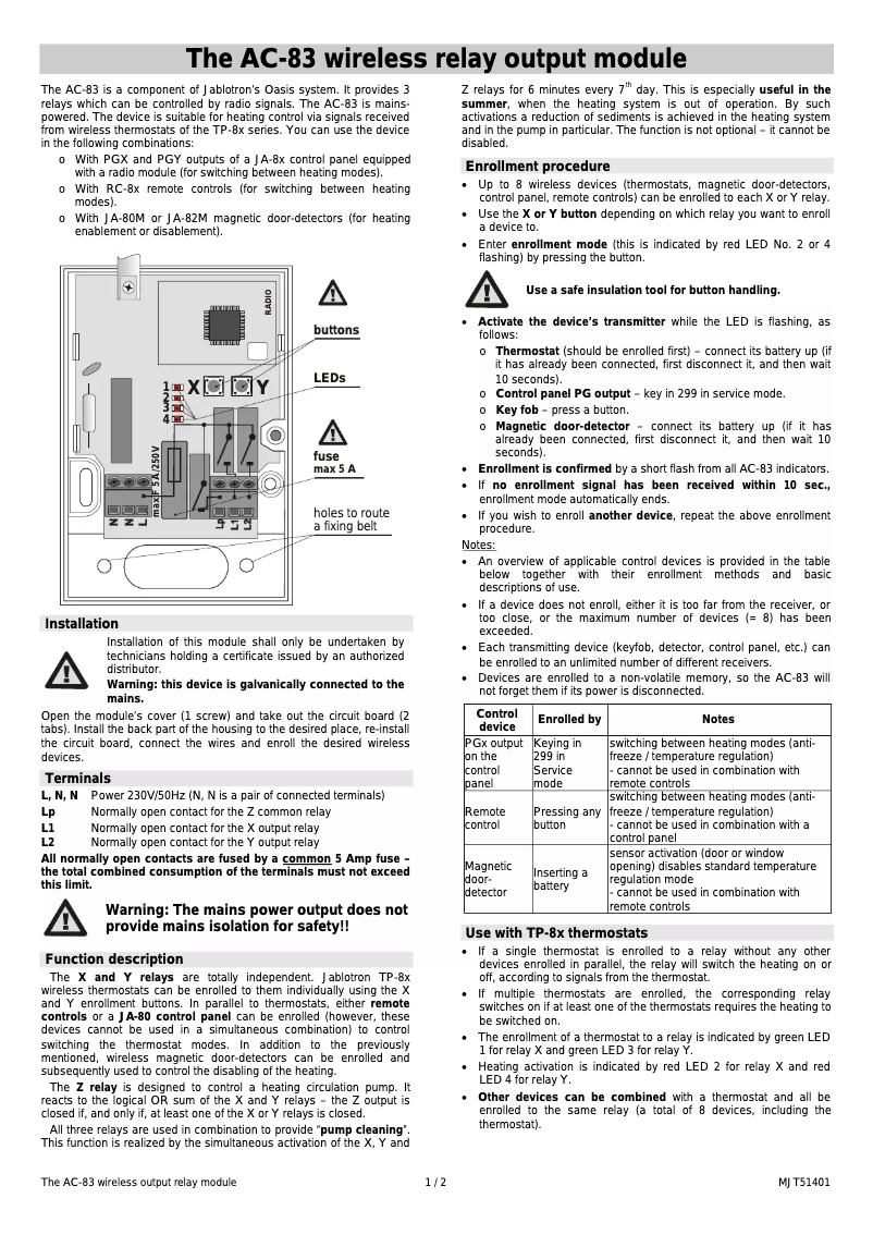 Page 1 de la notice Manuel utilisateur Joblotron AC-83