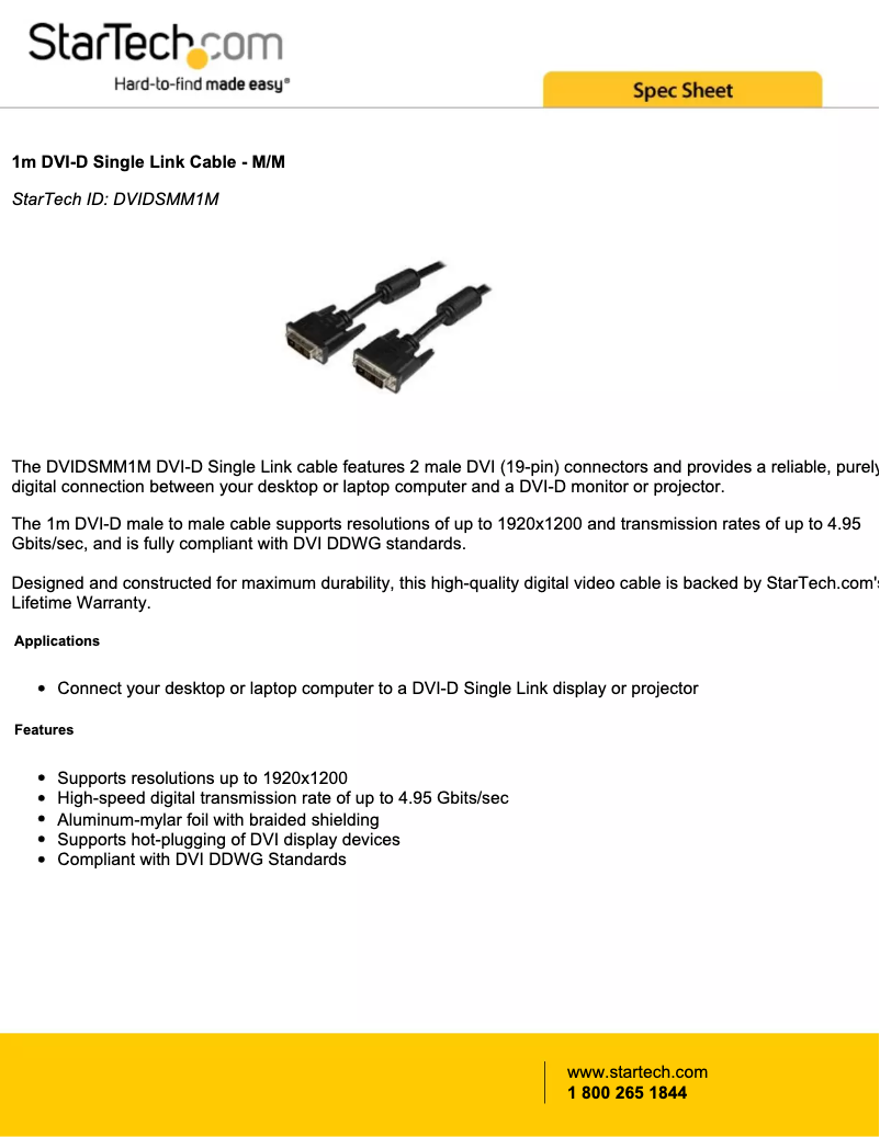 Page 1 de la notice Manuel utilisateur StarTech.com DVIDSMM1M