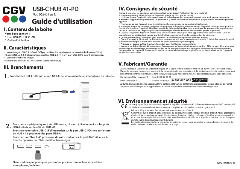 Page n°1 - Manuel utilisateur CGV USB-C HUB 41-PD