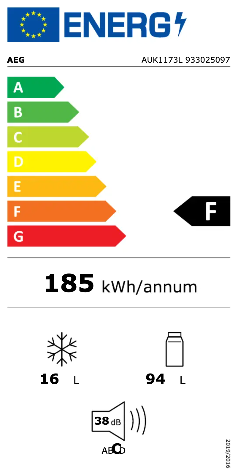 Page n°1 - Label énergétique AEG AUK1173L