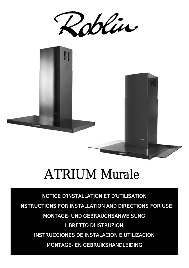 Page n°1 - Manuel utilisateur Roblin Atrium/2 Verre 1200
