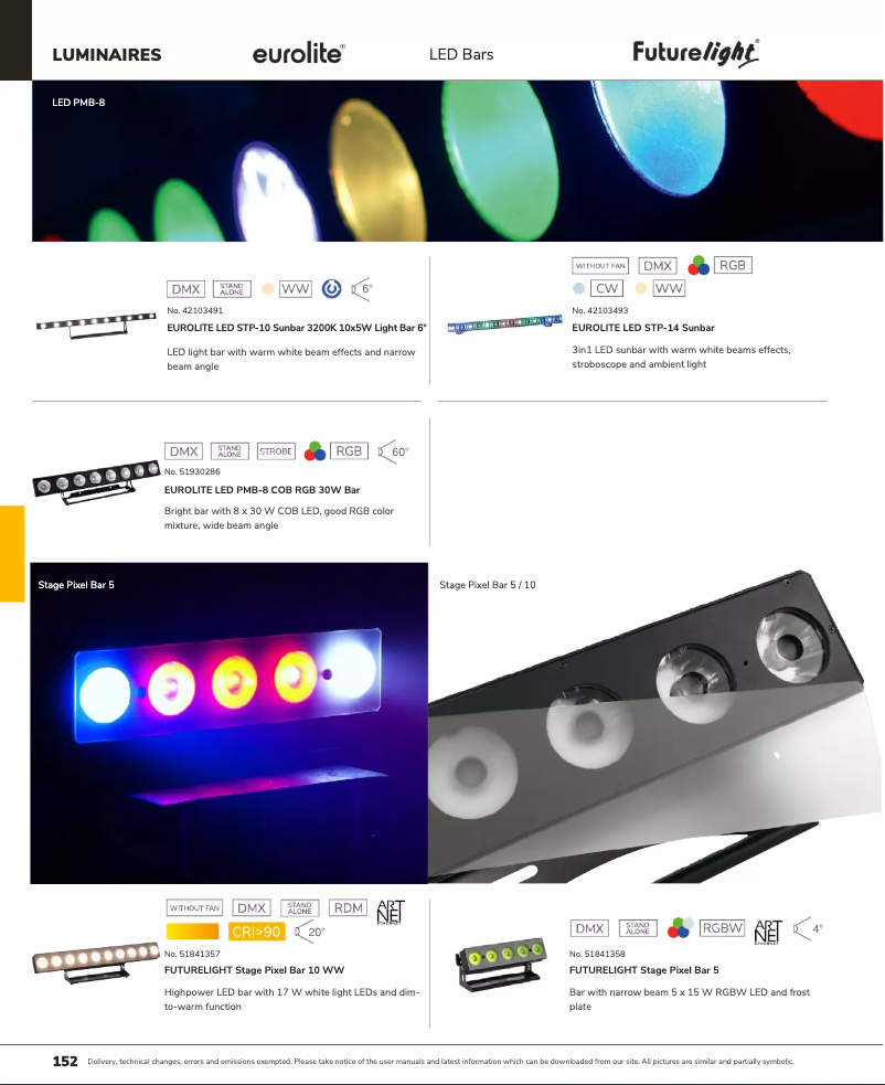 Página 1 del manual Catálogo Futurelight Stage Pixel Bar 10 WW