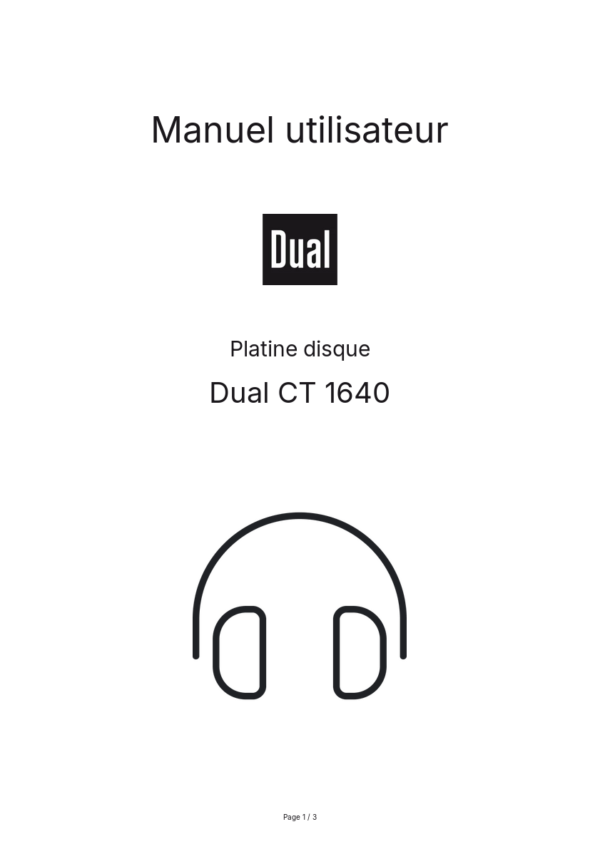 Page n°1 - Manuel utilisateur Dual CT 1640
