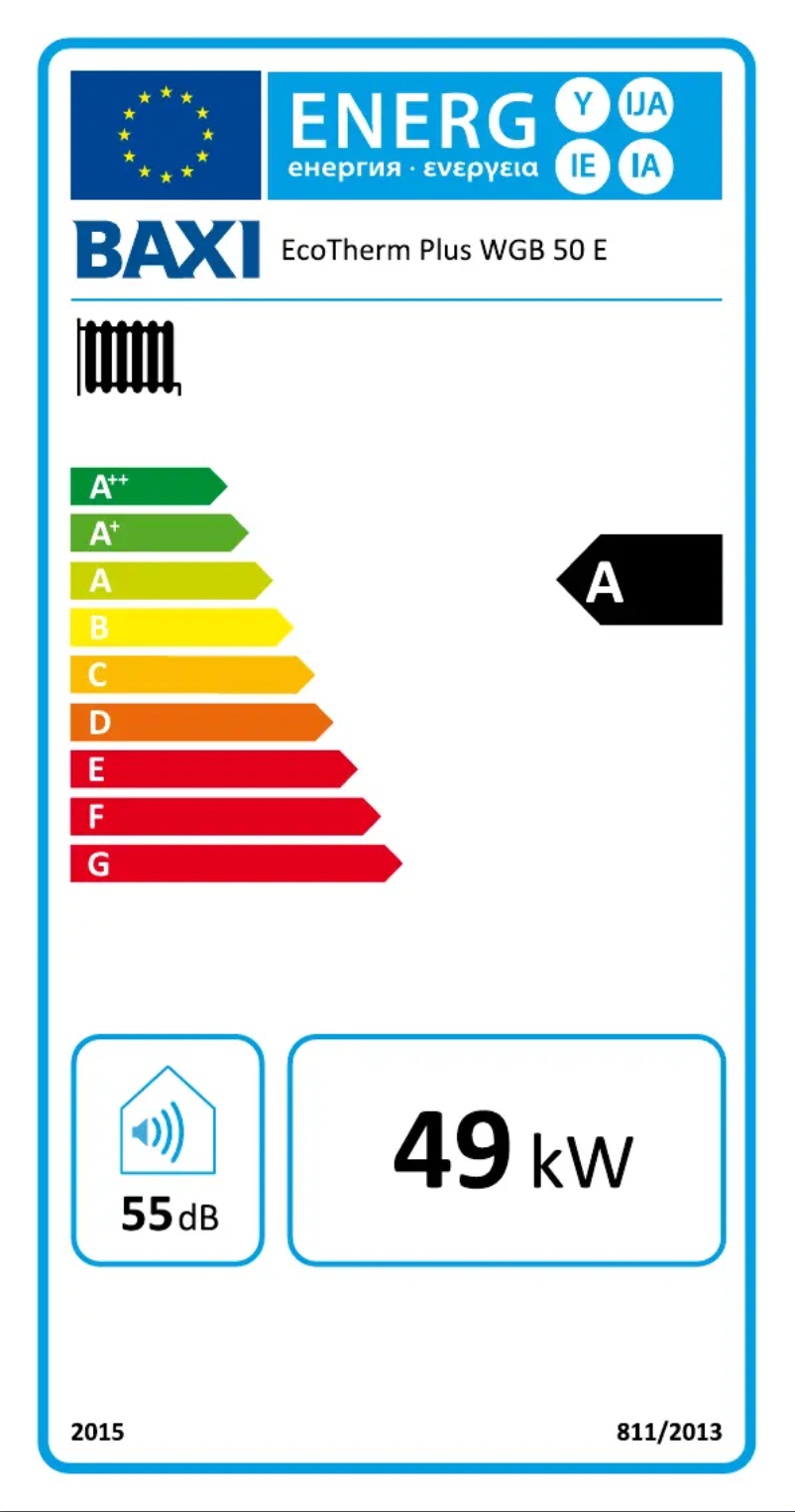 Page 1 de la notice Label énergétique Baxi 50