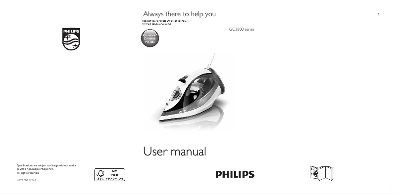 Page 1 de la notice Manuel utilisateur Philips Azur Performer GC3801