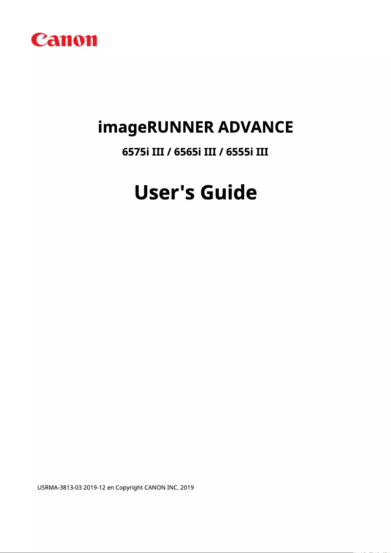 Page n°1 - Manuel utilisateur Canon imageRUNNER ADVANCE 6565i III