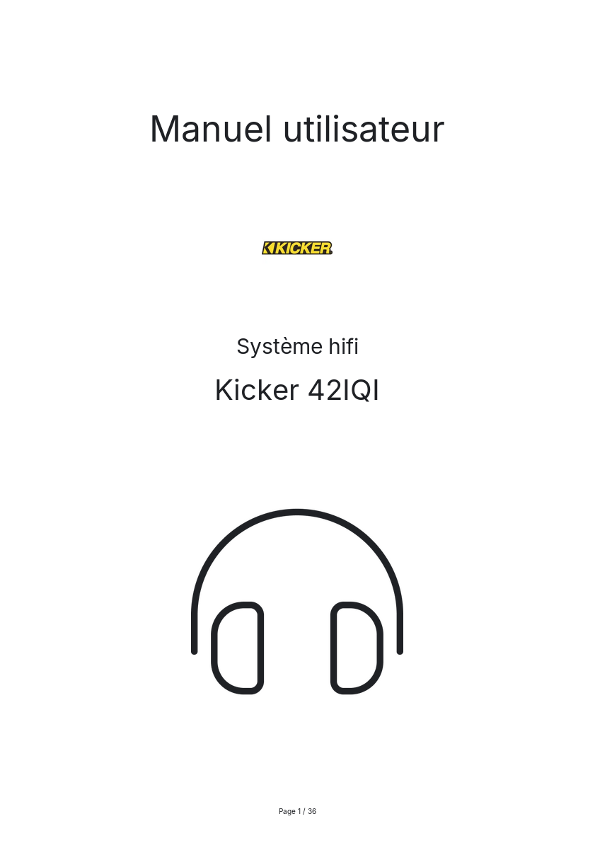 Page n°1 - Manuel utilisateur Kicker 42IQI