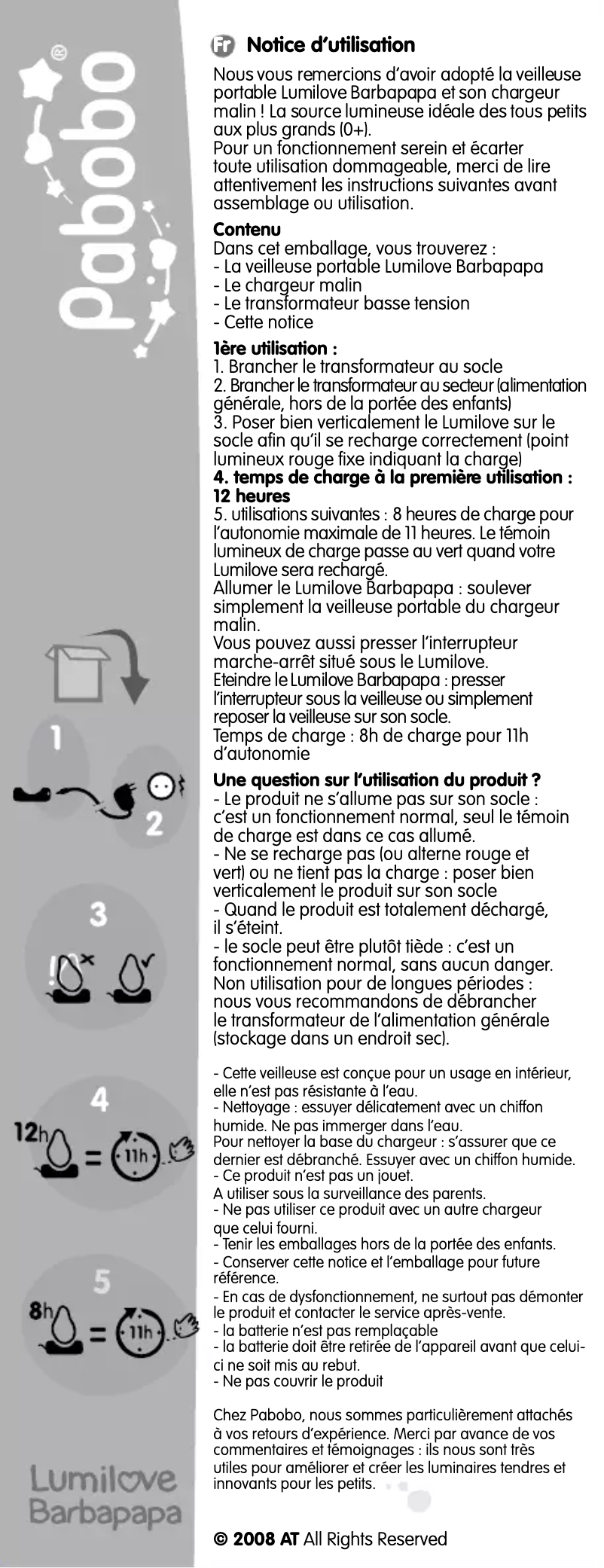 Page n°1 - Manuel utilisateur Pabobo Barbapapa