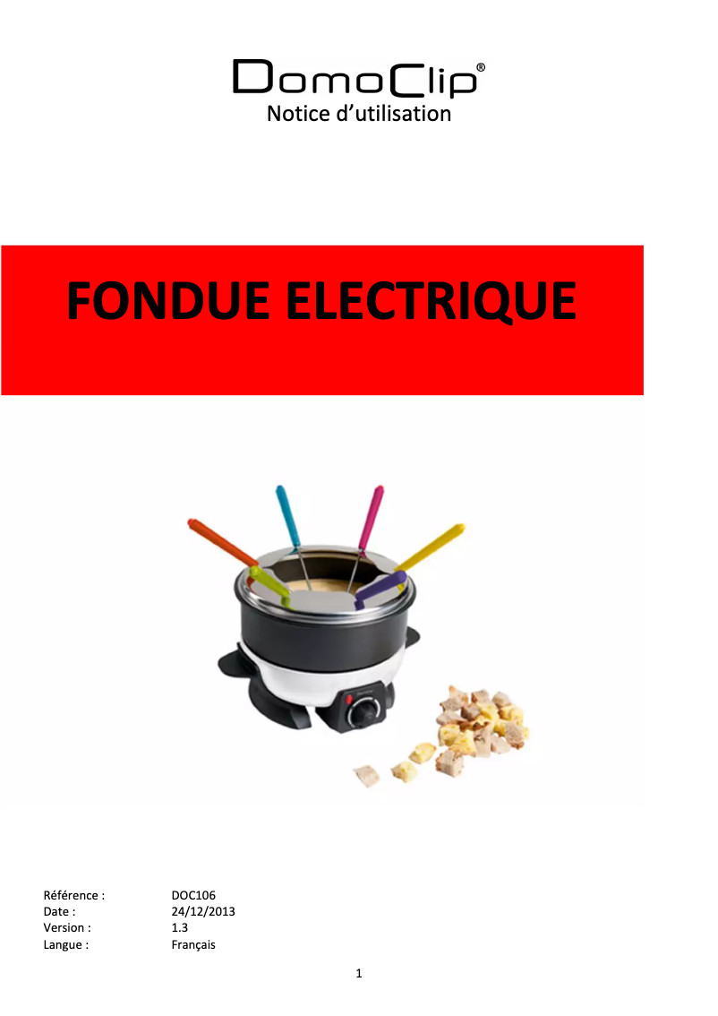 Page n°1 - Manuel utilisateur Domoclip DOC106
