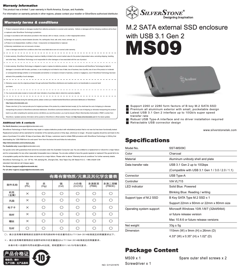 Image de la première page du manuel de l'appareil MS09C